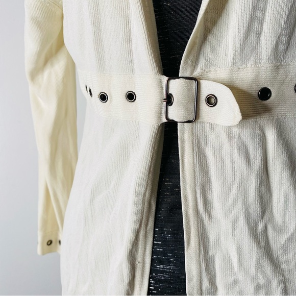 BCBGMaxAzria Ribbed Belted Ivory Cardigan - Picture 2 of 10